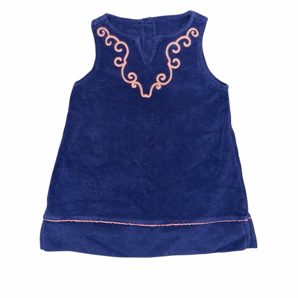 Janie and Jack Blue Swim Coverup with Pink Embroidery